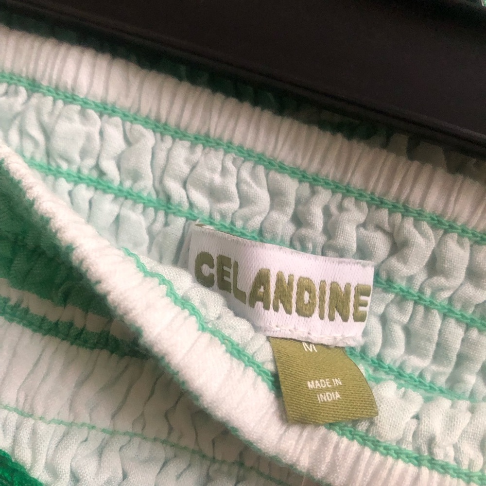 New w Tag: Celandine Strapless Smocked Drop-Waist Midi Dress. Size Medium - Picture 16 of 16